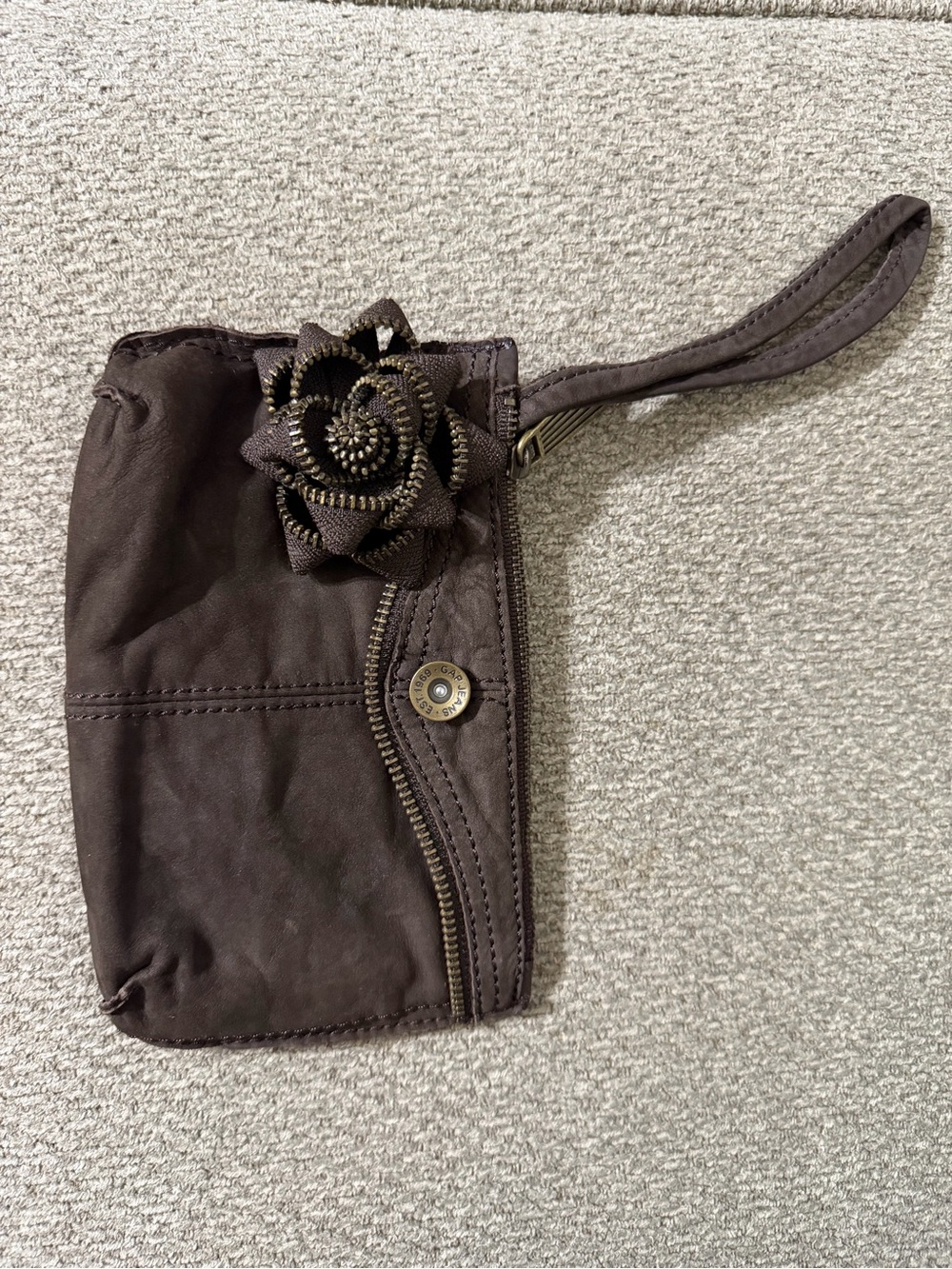 Real Leather Brown Wristlet Clutch by GAP